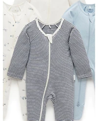 Purebaby Baby Boys Zip Coverall 4 Pack