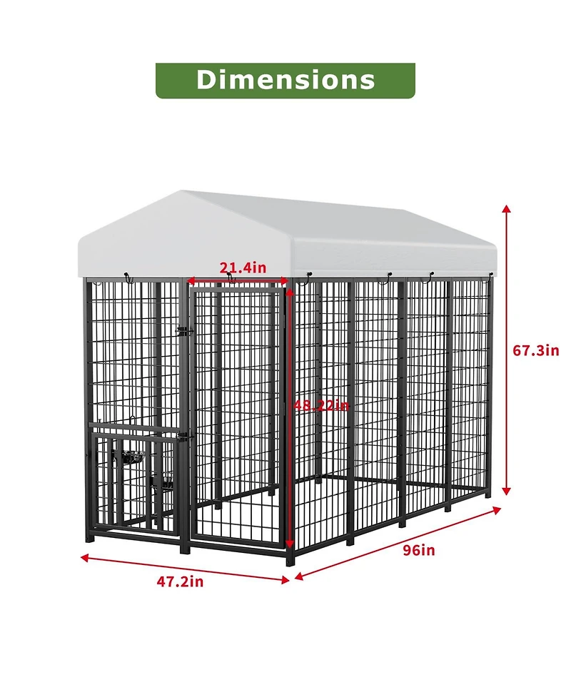 Lovmor Stainless Steel Dog Kennels,Panel Metal Yard Kennel