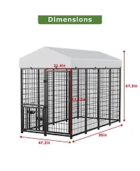 Lovmor Stainless Steel Dog Kennels,Panel Metal Yard Kennel
