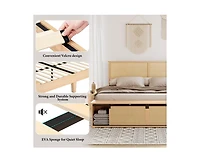 gaomon Natural Rattan Full Size Bed Frame with Sliding Barn Door Storage Cabinets and Headboard, Boho Farmhouse Wood Platform Bed with Solid Wood Legs