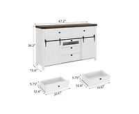 gaomon Farmhouse Buffet Cabinet, Sideboard Storage Cabinet with 5 Drawers and Sliding Barn Doors