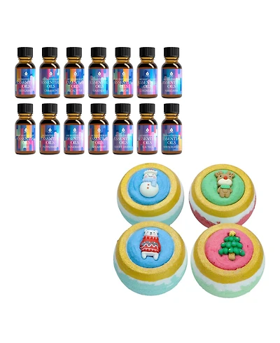Holiday Bliss Gift Set: Aromatherapy Bath Bombs & Essential Oils