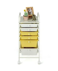 Gouun 6-Drawer Rolling Storage Cart with Clear Plastic Drawers and Lockable Wheels