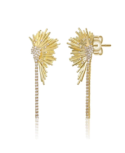Two-Tone Plated Cubic Zirconia Dangle Fringe Cascade Earrings