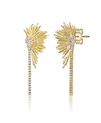 Two-Tone Plated Cubic Zirconia Dangle Fringe Cascade Earrings