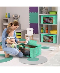 Sorbus 6 Pack Medium Foldable Clothes Storage Bags with Clear Window, Zipper Lid and Carry Handles - for Organizing Bedroom, Closet, Home (Teal)