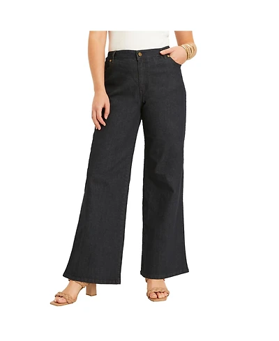 June + Vie Women's Fit Wide-Leg Jeans