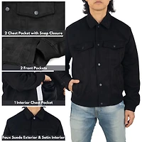 Alpine Swiss Men's Blake Suede Bomber Jacket – Lightweight Slim Fit Casual Softshell Coat with 5 Pockets