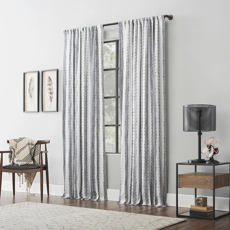 Slub Texture Stripe Cotton Curtain