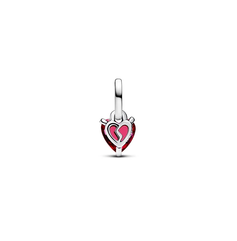 Pandora Broken Heart Red Crystal Dangle Charms