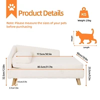 Bingopaw L Shape Dog Sofa Bed Rubber Wood Legs with Cushion Mat Pillow Cat Chaise Stool