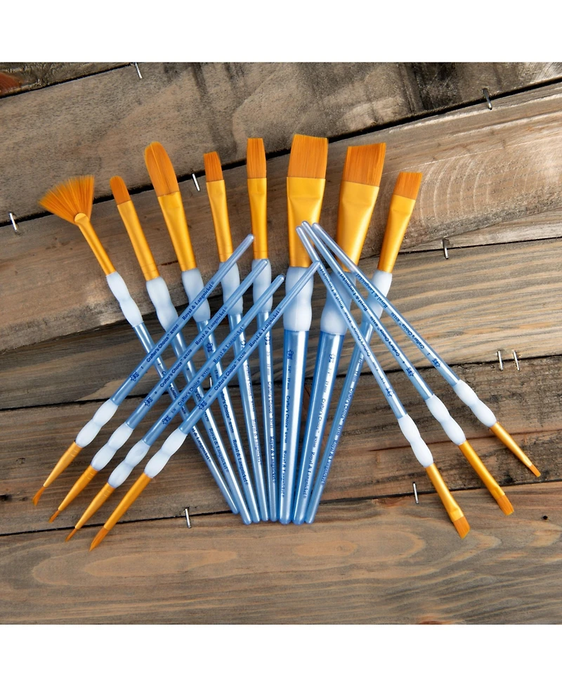 Royal & Langnickel Crafter's Choice Gold Taklon Paint Brushes, 15pc