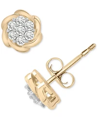 2-Pc. Set Diamond Floral Pendant Necklace & Earrings (1/2 ct. t.w.) in 14k Gold-Plated Sterling Silver, Exclusively at Macy's