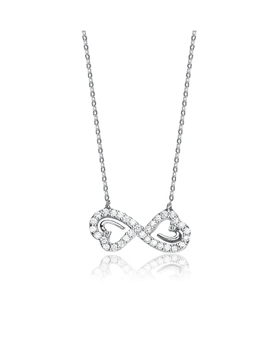 Sterling Silver White Gold Plated Cubic Zirconia Dainty Bow Neckalce