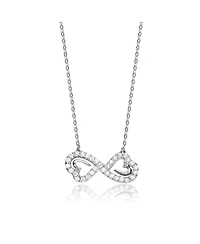 Sterling Silver White Gold Plated Cubic Zirconia Dainty Bow Neckalce