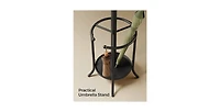 Freestanding Metal Coat Rack – Entryway Storage Stand with Hooks & Built-In Umbrella Holder, Heavy Duty Design