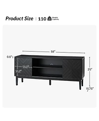 Hulala Home Edita Modern Tv Stand for TVs up to 65" with Adjustable Shelves