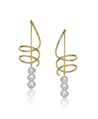 Sterling Silver 14K Gold Plated with Genuine Freshwater Pearl Drop Earrings