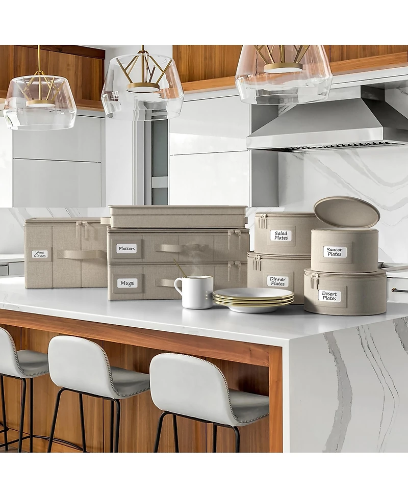 Sorbus 8 Piece Hard Shell Dinnerware Storage Cases - for Dinnerware, Mugs