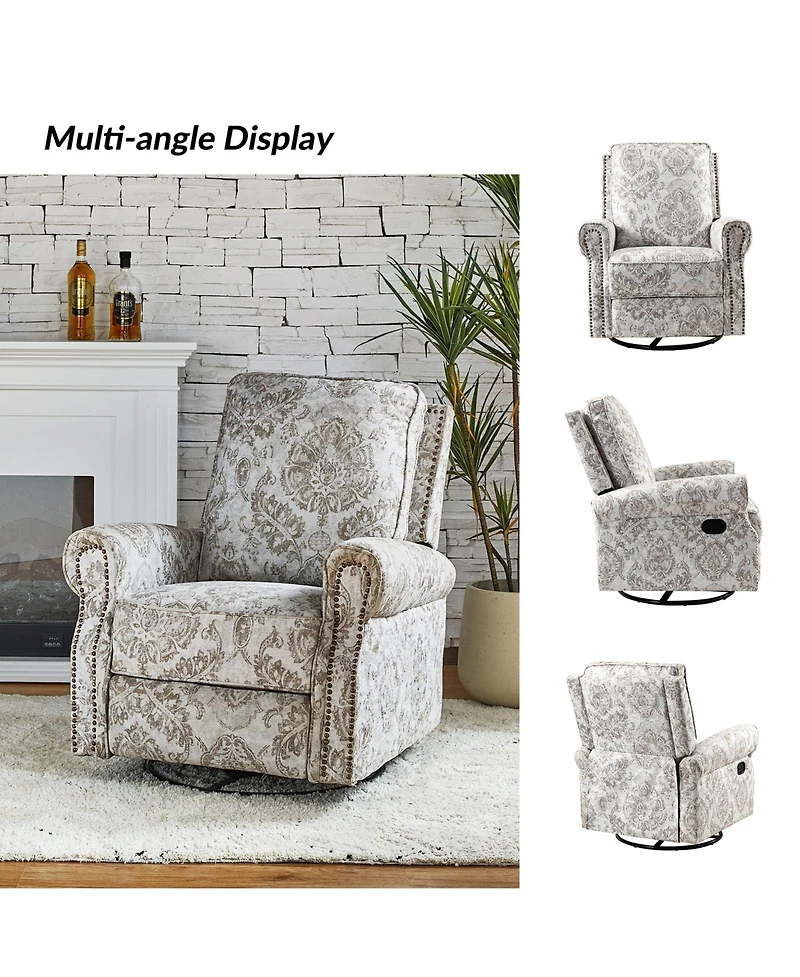 Evelia Floral Swivel Rocker Manual Recliner