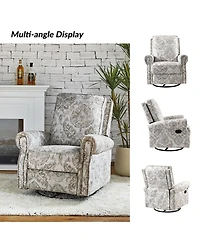 Evelia Floral Swivel Rocker Manual Recliner