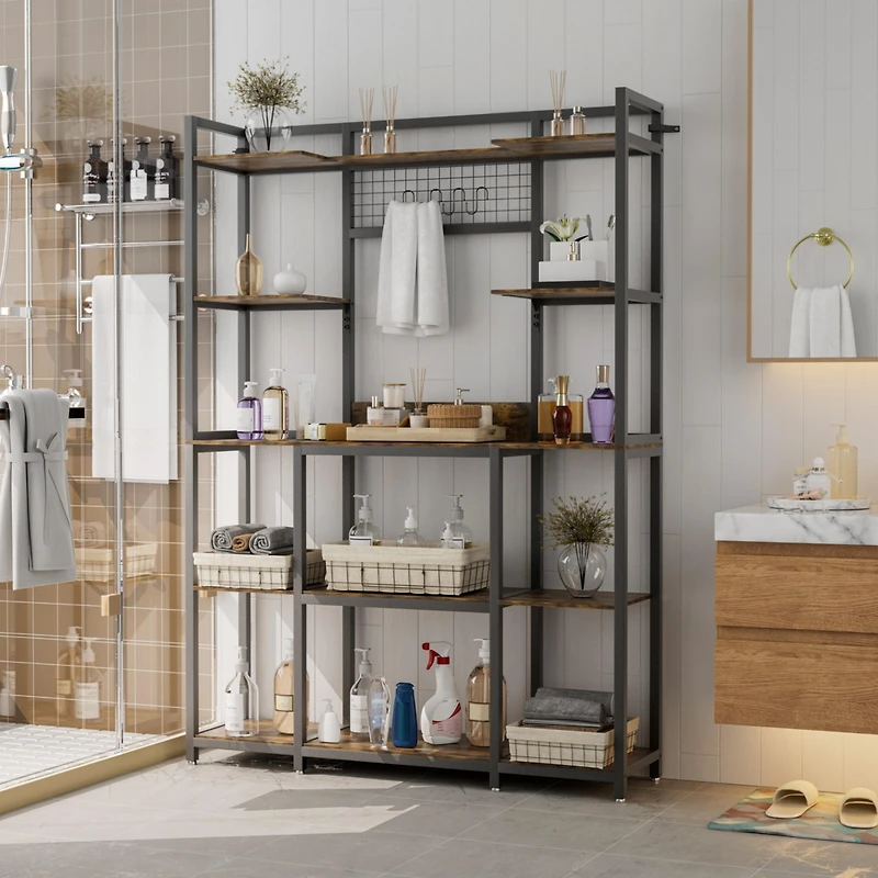 Unho 5 Tier Storage Shelf Bookcase: Bookshelf with Metal Frame for Living Room Display Shelf