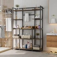 Unho 5 Tier Storage Shelf Bookcase: Bookshelf with Metal Frame for Living Room Display Shelf