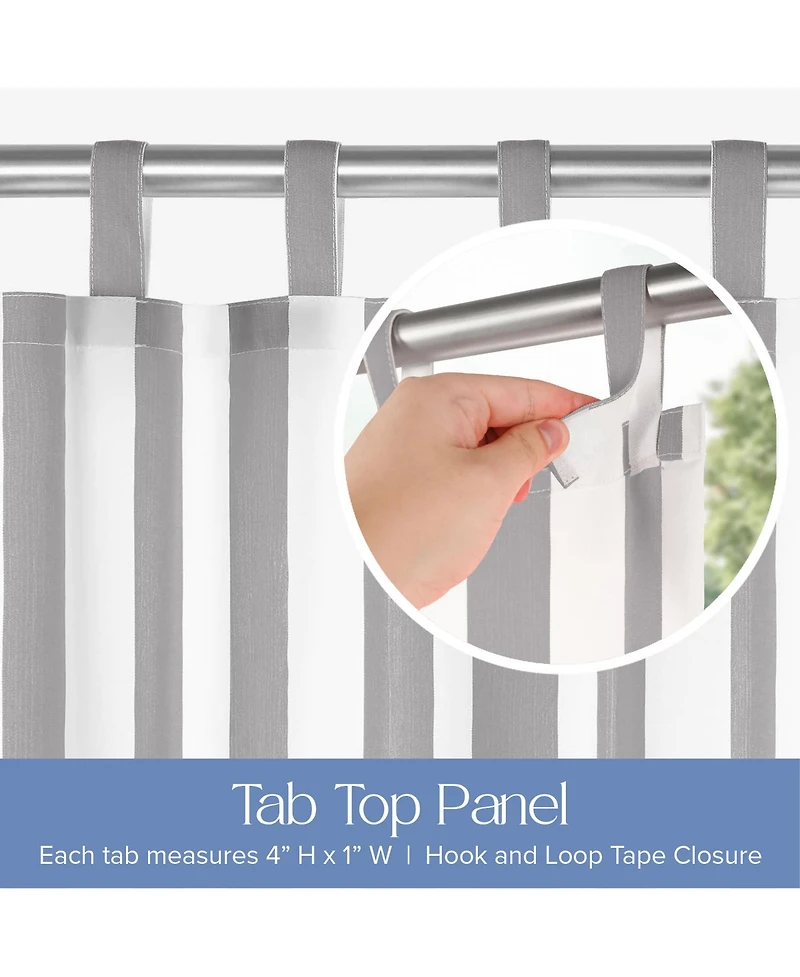 Awesome Home Outdoor Cabana Stripe Uv Protected Privacy Tab Top Curtain Panel, 52"x84"