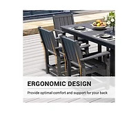 Gray 5/7-Piece Hdpe Plastic Patio Outdoor Dining Set with Arm Chairs