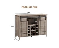 gaomon Wine Bar Cabinet,47" Farmhouse Coffee Bar Cabinet with Sliding Barn Door, Buffet Sideboard Cabinet with 16 Bottle Wine Rack for Dining, Living
