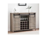 gaomon Wine Bar Cabinet,47" Farmhouse Coffee Bar Cabinet with Sliding Barn Door, Buffet Sideboard Cabinet with 16 Bottle Wine Rack for Dining, Living
