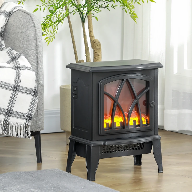Homcom Electric Fireplace Heater with Realistic Led Flames and Logs