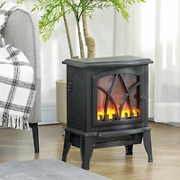 Homcom Electric Fireplace Heater with Realistic Led Flames and Logs