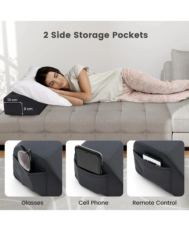 Gouun Bed Wedge Pillow with Storage Bag-Twin Size
