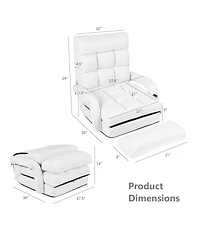 Gouun Folding Lazy Floor Chair Sofa with Armrests and Pillow