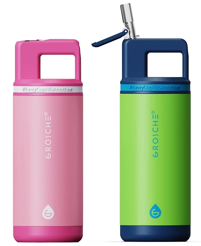 Grosche Alpine Flip 'N Sip 2-Pc. Kids Insulated Water Bottle with Straw