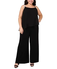 Msk Plus Size Rhinestone-Strap Overlay Wide-Leg Jumpsuit