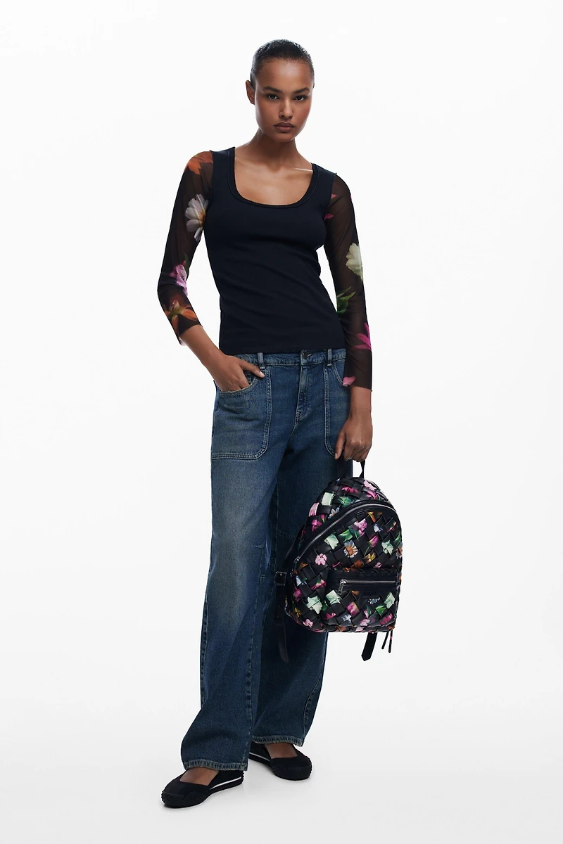 Desigual Women's Small braided floral backpack