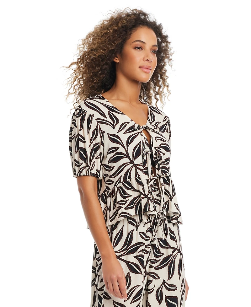 Bar Iii Women's Resort Daze Tie-Front Top Swim Cover-Up, Exclusively at Macy's