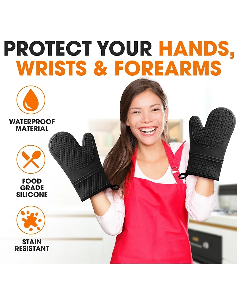 Cheer Collection Set of 2 Premium Silicone Oven Mitts