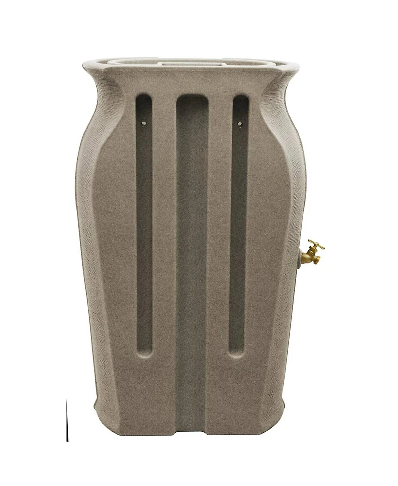 Slickblue 50-Gallon Plastic Urn Rain Barrel with Planter Top for Garden Watering and Conservation