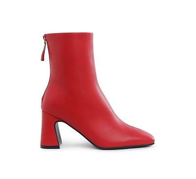 Neapolitan Faux Leather Square Toe Ankle Boots