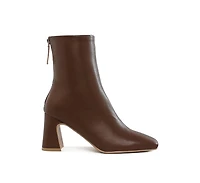 Neapolitan Faux Leather Square Toe Ankle Boots