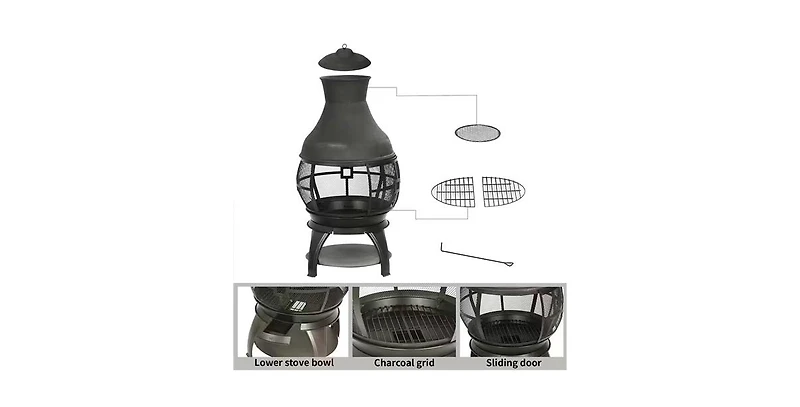 Slickblue 45-inch Cast Iron and Steel Outdoor Fire Pit Chimenea