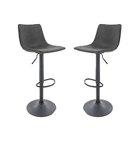 LeisureMod Tilbury Modern Adjustable Bar Stool With Footrest & 360-Degree Swivel Set of 2