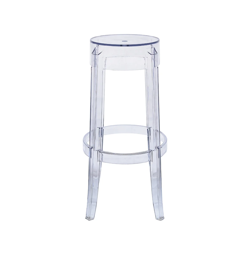LeisureMod Averill Plastic Barstool with Clear Acrylic Seat and Legs