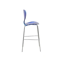 LeisureMod Oyster Acrylic Barstool with Steel Frame in Chrome Finish