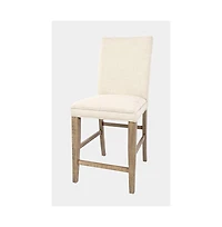 Jofran Modern Rustic Distressed Solid Wood Upholstered Parsons Stool (Set of 2)
