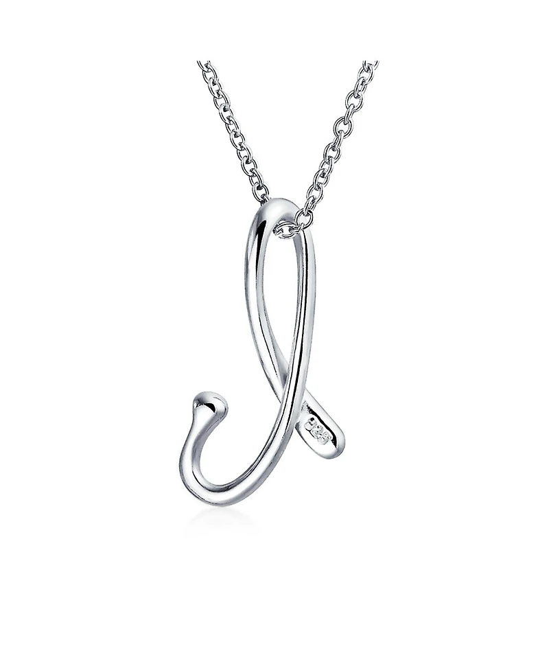 Bling Jewelry Abc Script Letter Alphabet Initial Pendant Necklace .925 Sterling Silver 18 Inch