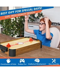 Sugift 24" Mini Tabletop Air Hockey Game for Kids, Compact Air Hockey Table w/Electric Fan, Pushers & Pucks